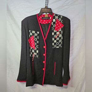Canvasback Black Blazer with Red and White Card Accents